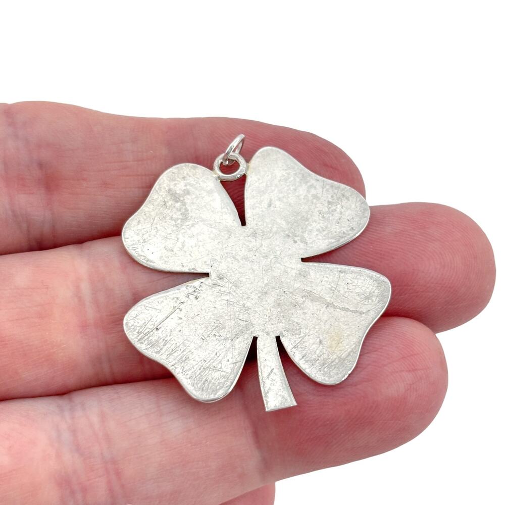 Vintage Sterling Silver 925 Four Leaf Clover Pendant